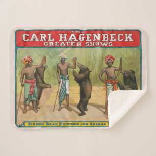 Cobertor Sherpa Vintage Carl Hagenbeck Circus Poster