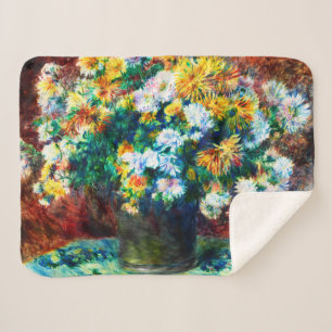 Cobertor Sherpa Vintage Chrysanthemums por Pierre-Auguste Renoir