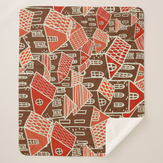 Cobertor Sherpa Vintage City Building Seamless Patterno