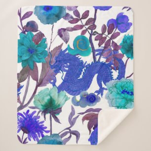 Cobertor Sherpa vintage com padrões tradicionais asiáticos sem fal