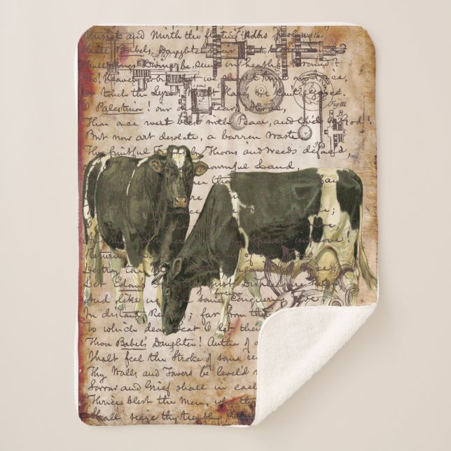 Cobertor Sherpa Vintage Cow Design (Frente)