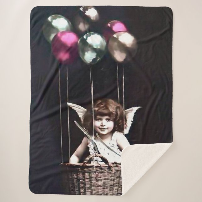 Cobertor Sherpa Vintage Cupid (Frente)