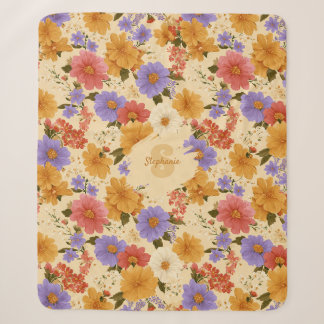 Cobertor Sherpa Vintage Daisy Floral Pattern (2)