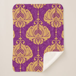 Cobertor Sherpa Vintage damaskar ornamental sem descontinuidades