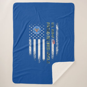 Cobertor Sherpa Vintage EUA Flag Army Veteran Orud