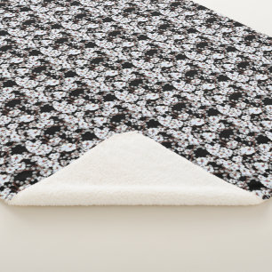 Cobertor Sherpa Vintage - Farmhouse Rustic Black and White Floral