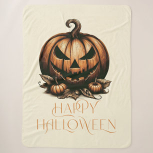 Cobertor Sherpa Vintage feliz abóbora do Halloween