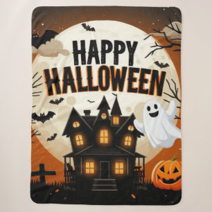Cobertor Sherpa Vintage feliz arte de Halloween