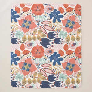 Cobertor Sherpa Vintage floral brilhante: estilo escandinavo.