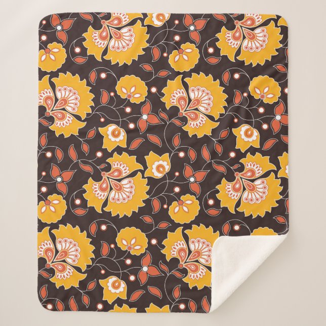 Cobertor Sherpa Vintage Floral Invisível (Frente)