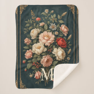 Cobertor Sherpa Vintage Floral Victorian Rose Bouquet Baby Nursery