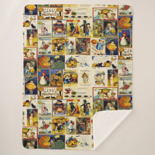Cobertor Sherpa Vintage Halloween Ephemera