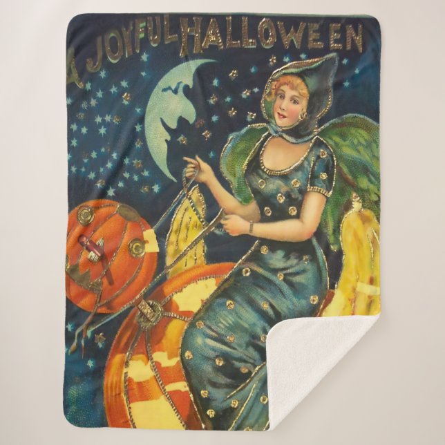 Cobertor Sherpa Vintage Halloween Poster (Frente)