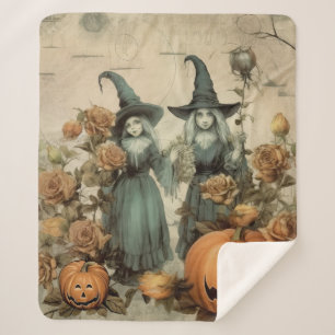 Cobertor Sherpa Vintage Halloween Witchcraft (6)