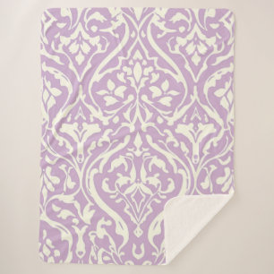 Cobertor Sherpa Vintage Lavanda Damask Cozy