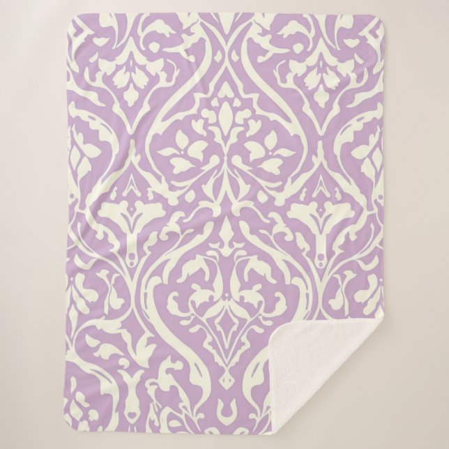 Cobertor Sherpa Vintage Lavanda Damask Cozy (Frente)