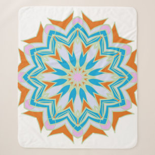 Cobertor Sherpa Vintage mandala, Floral mandala. Mandala oriental.