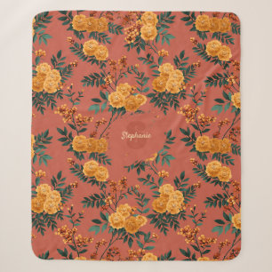 Cobertor Sherpa Vintage Marigold Calendula Floral