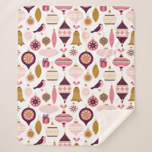 Cobertor Sherpa Vintage Natal - Retrorações das Decorações Bauble