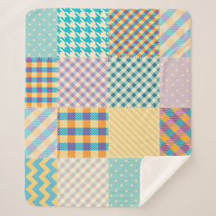 Cobertor Sherpa Vintage Patchwork: Textile Seamless Background (Co