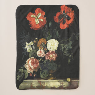 Cobertor Sherpa Vintage pintando "A Vida Estática com Flores"