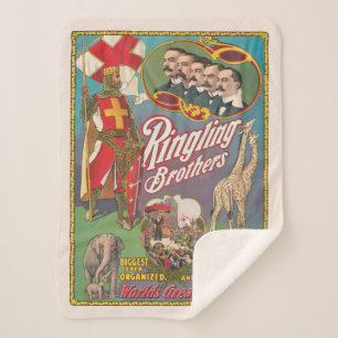 Cobertor Sherpa Vintage Ringling Brothers Circus Poster