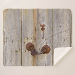 Cobertor Sherpa Vintage ruidoso cadeado de ferro numa porta de mad