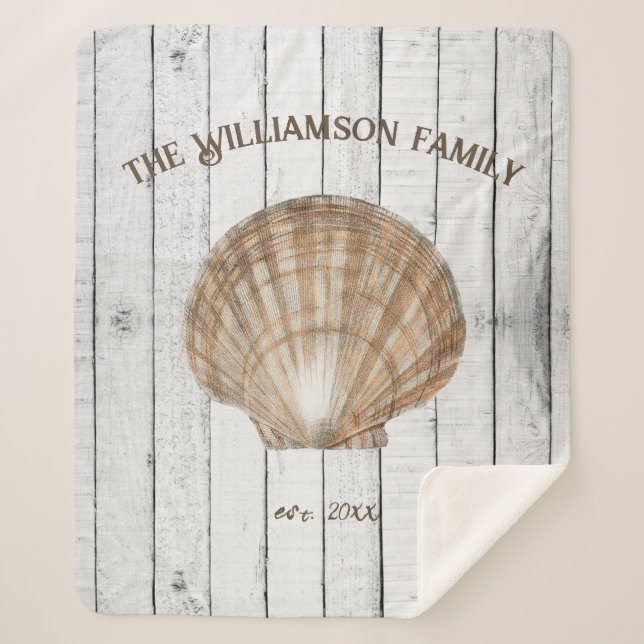 Cobertor Sherpa Vintage Scallop Shell Sherpa Blanket (Frente)