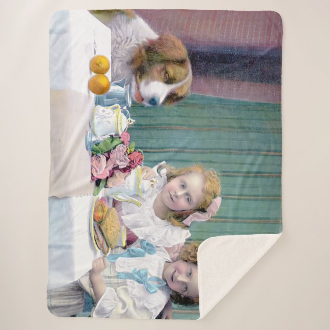 Cobertor Sherpa Vintage Tea Party (Frente)