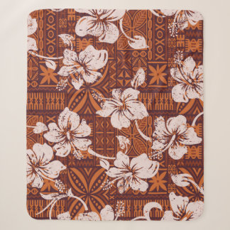 Cobertor Sherpa Vintage tribal flores de hibisco do Havaí