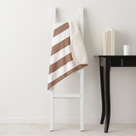 Cobertor Sherpa Vintage Vertical Stripes Mocha Mousse White