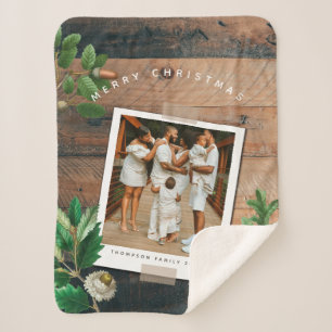 Cobertor Sherpa Vintage Wood Acorn Natal Foto