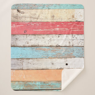 Cobertor Sherpa Vintage Wood: Textura Cracking Multicolor.