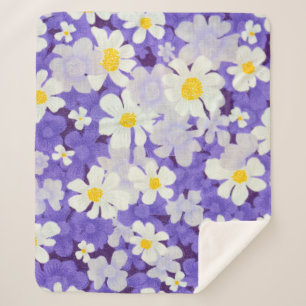 Cobertor Sherpa Vintagem Colorida: Padrão de Flor Sem Costura
