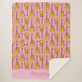 Cobertor Sherpa Violão Acústico Personalizado Sherpa Blanket