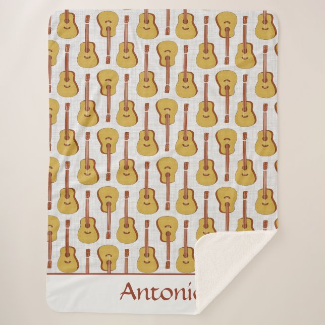Cobertor Sherpa Violão Acústico Personalizado Sherpa Blanket (Frente)