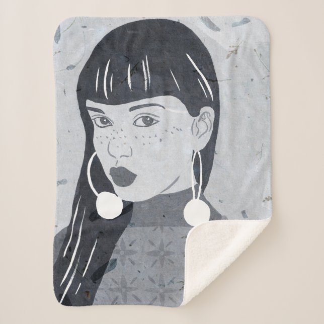 Cobertor Sherpa Visão Noturna do Retrato (Frente)