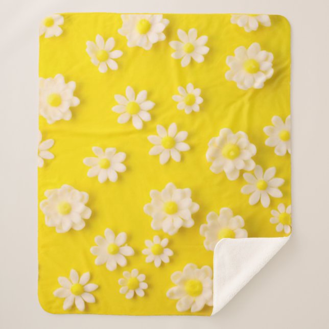 Cobertor Sherpa Visitas com fundo amarelo (Frente)