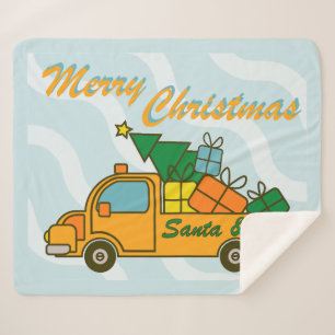 Cobertor Sherpa Vista lateral do caminhão de papais noeis Feliz Na