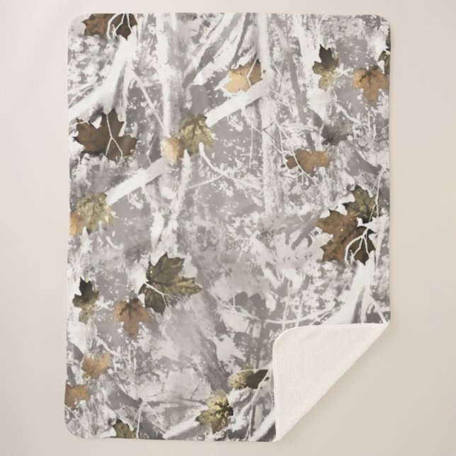 Cobertor Sherpa Visual de Camuflagem para Caça de Inverno (Frente)