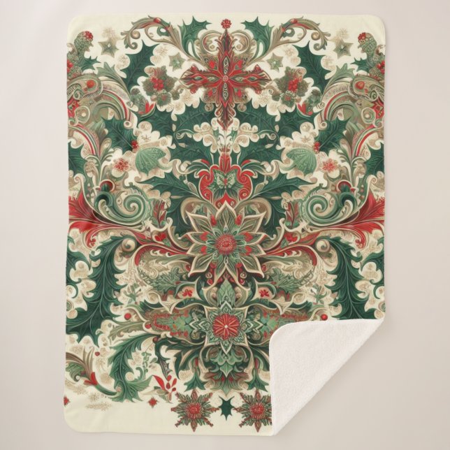 Cobertor Sherpa Vitoriano/Clássico/Natais vintages (Frente)