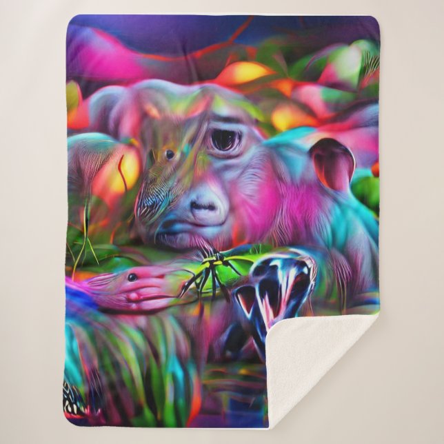 Cobertor Sherpa Vivid Dreamscape: Agrizoofobia (Frente)