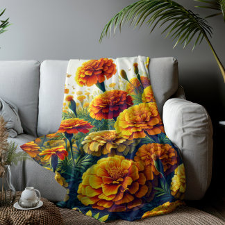 Cobertor Sherpa Vivid Marigolds Floral