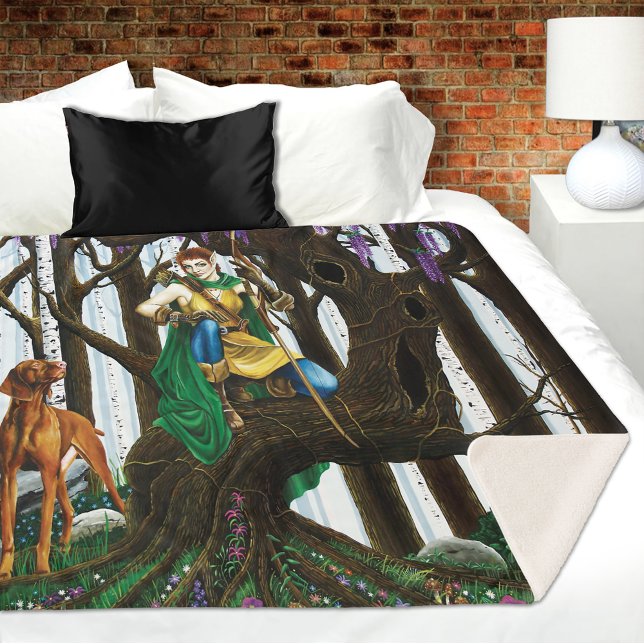 Cobertor Sherpa Vizsla Dog Elf Forest (Criador carregado)