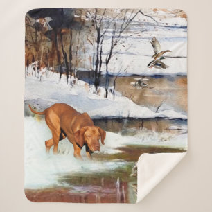 Cobertor Sherpa Vizsla húngara, patos de caça no inverno