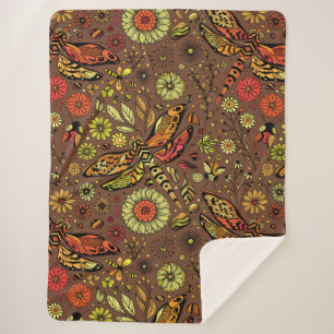 Cobertor Sherpa Voa, voa libélula sobre canela marrom