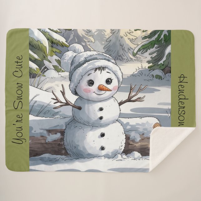 Cobertor Sherpa Você é bonitinho em neve (Frente (Horizontal))
