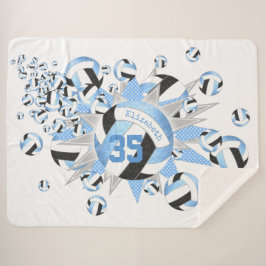 Cobertor Sherpa volichões e estrelas de cor azul-clara