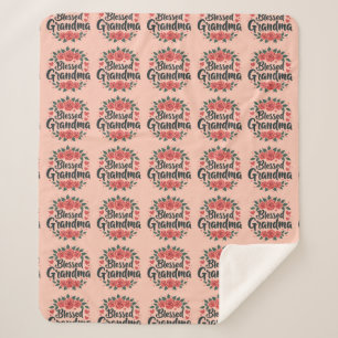 Cobertor Sherpa Vovó Floral Vintage Rosa Tipografia