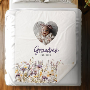 Cobertor Sherpa Vovó Roxo Aquarela Flores Silvestres & Presente de